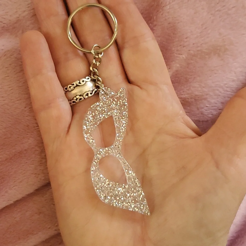 Pack of 21, unused, Mardi Gras, silver, masquerade, key rings, party favors